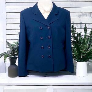 Kasper A.S.L. Navy Fully Lined Double-Breasted Blazer